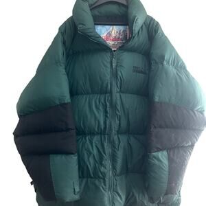 VTG First Down USA 80s Thick Puffer Jacket Black Green Logo Big-Size 3X